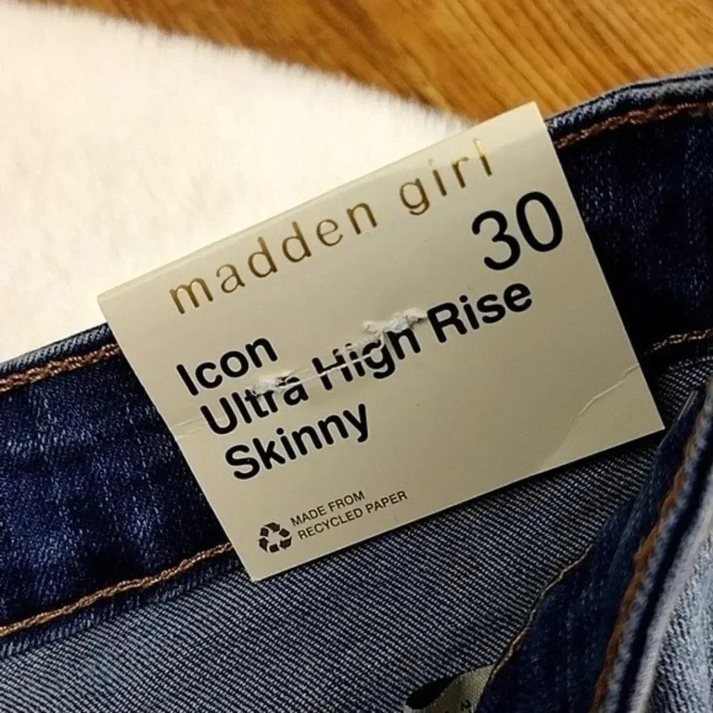High Rise Button Fly Jeans Icon Ultra High Rise Skinny New With Tags - Picture 9 of 11